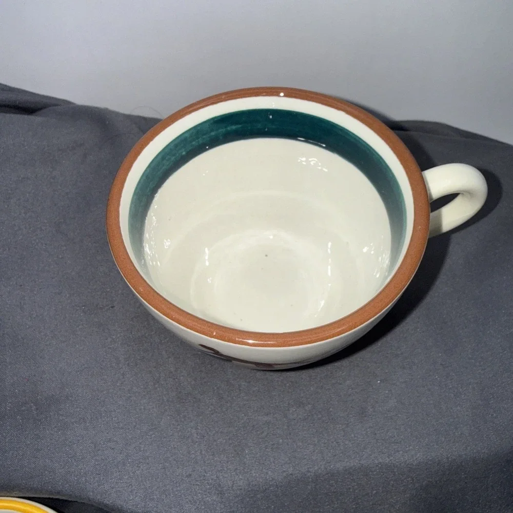 Vintage Stangl Pottery Fruit Pattern  Coffee Cups Set Of 3 Pre Owned